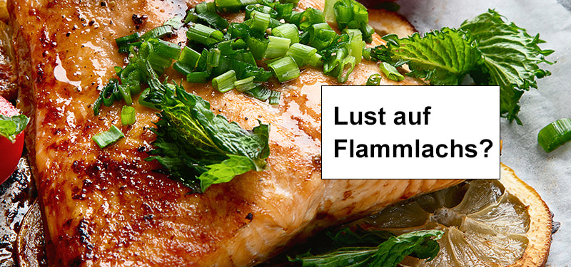 Flammlachs mit Gemüse und Zitrone