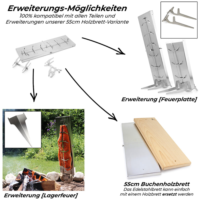 Bargen Flammlachsbrett aus Edelstahl kompakt camping