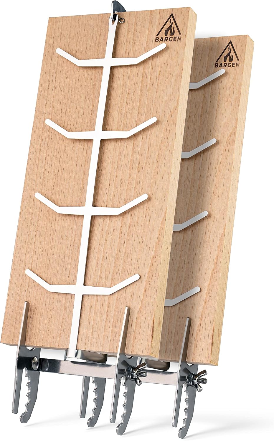Bargen Flammlachsbretter 32cm 2er-Set mit Halterung für Feuerschale